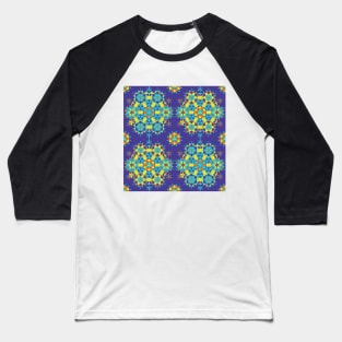 Colorful Flower of Life Pattern on Purple Background Baseball T-Shirt